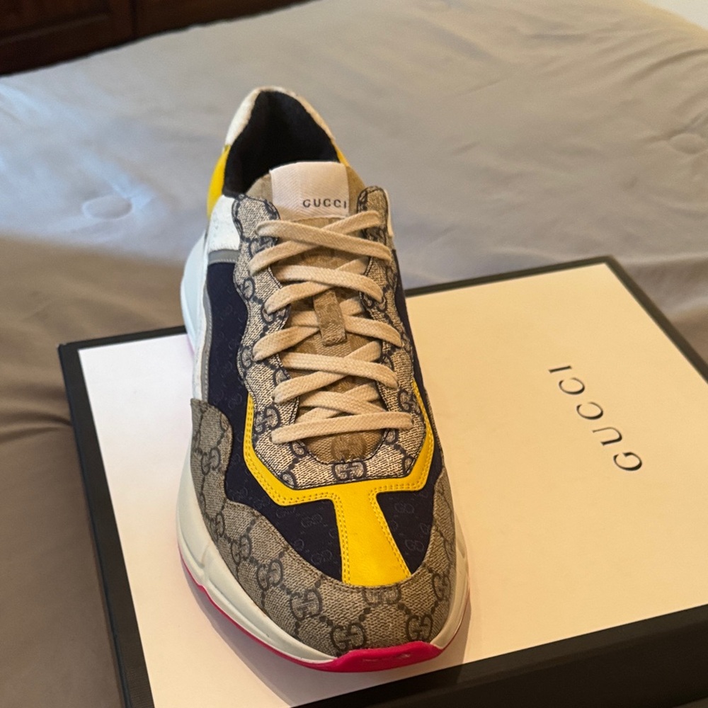 Gucci Yellow and Blue Patterned Sneaker